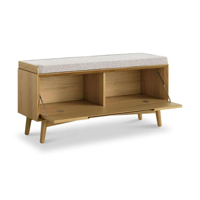 Valencia Herringbone Storage Bench - Oak