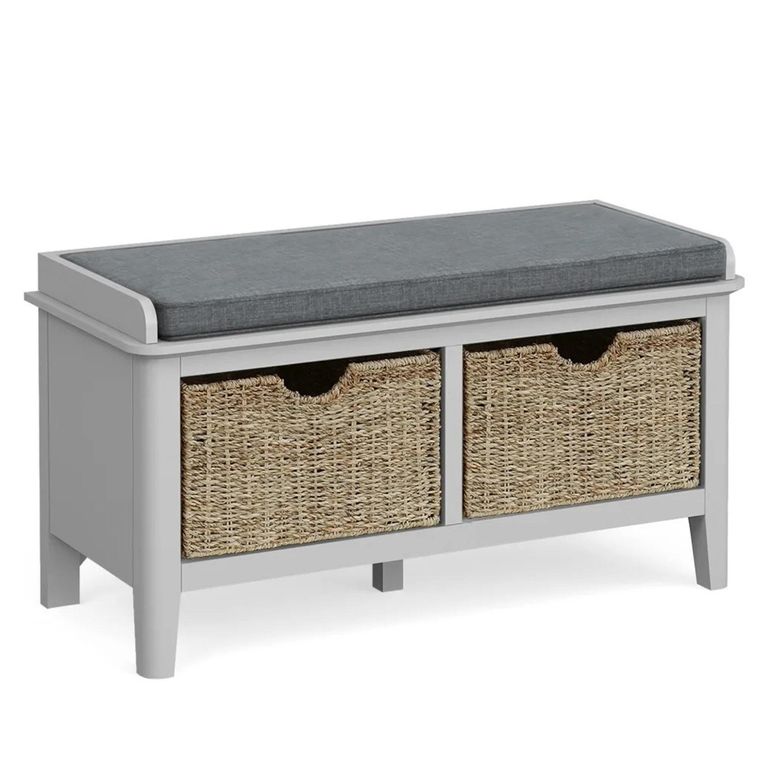 Stowe Storage Bench - with Baskets - Grey