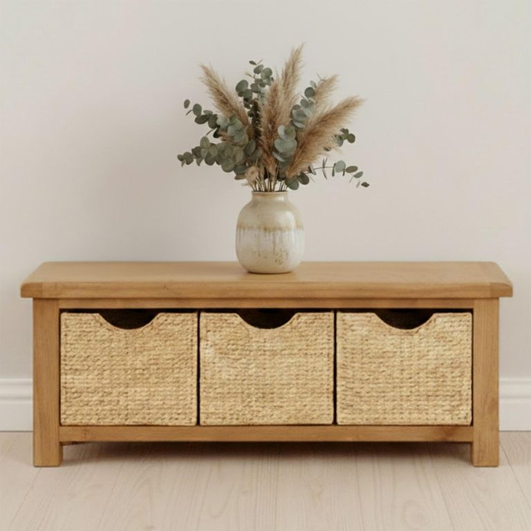 Salisbury Premium Bench - with Baskets - Oak
