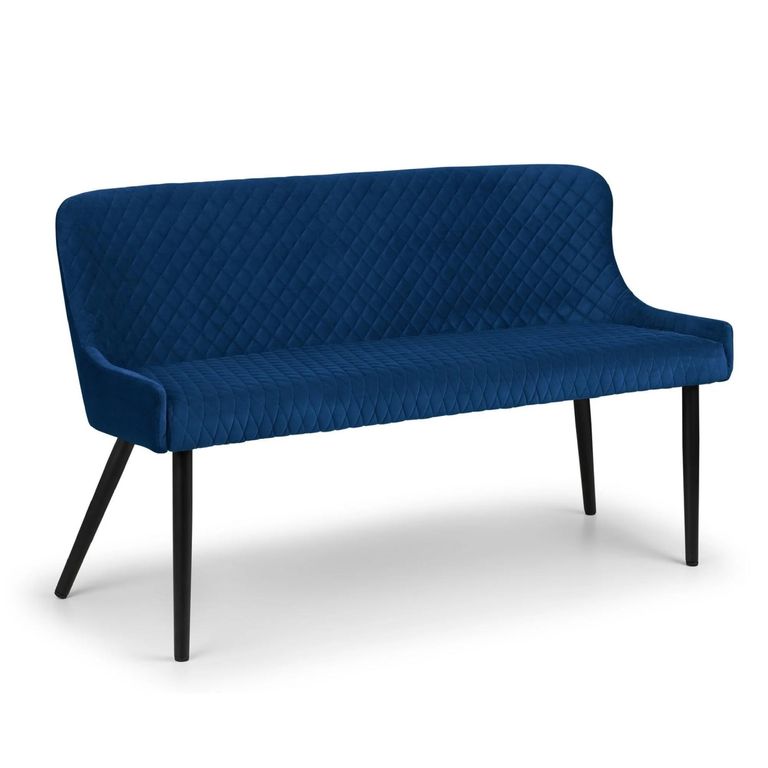 Luxe Blue Fabric High Back Bench