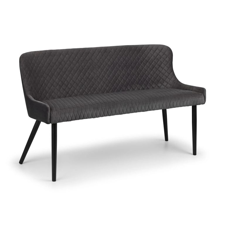 Luxe Grey Fabric High Back Bench