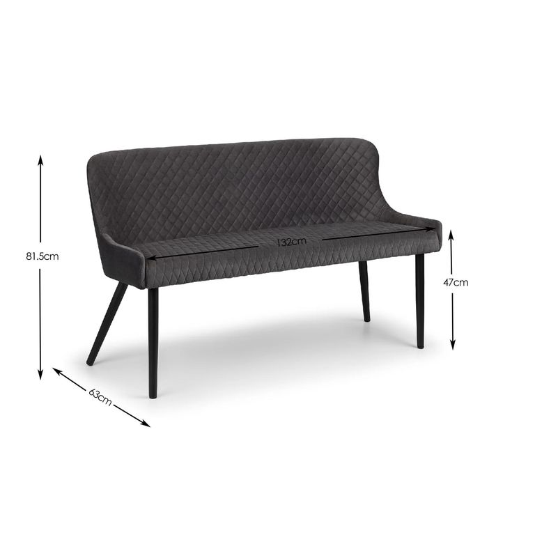 Luxe Grey Fabric High Back Bench