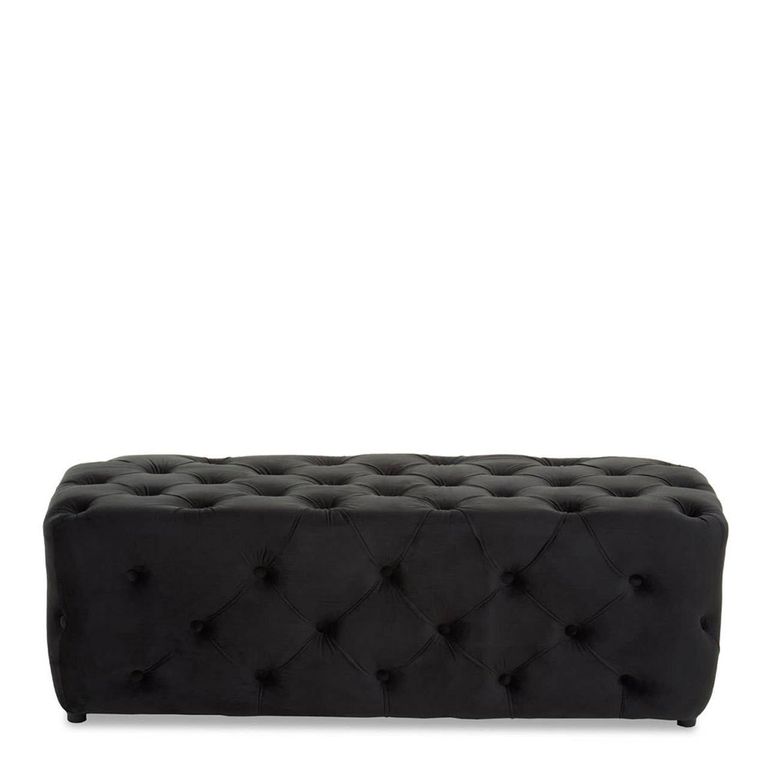 Alea Hall Bench - Black Velvet Fabric
