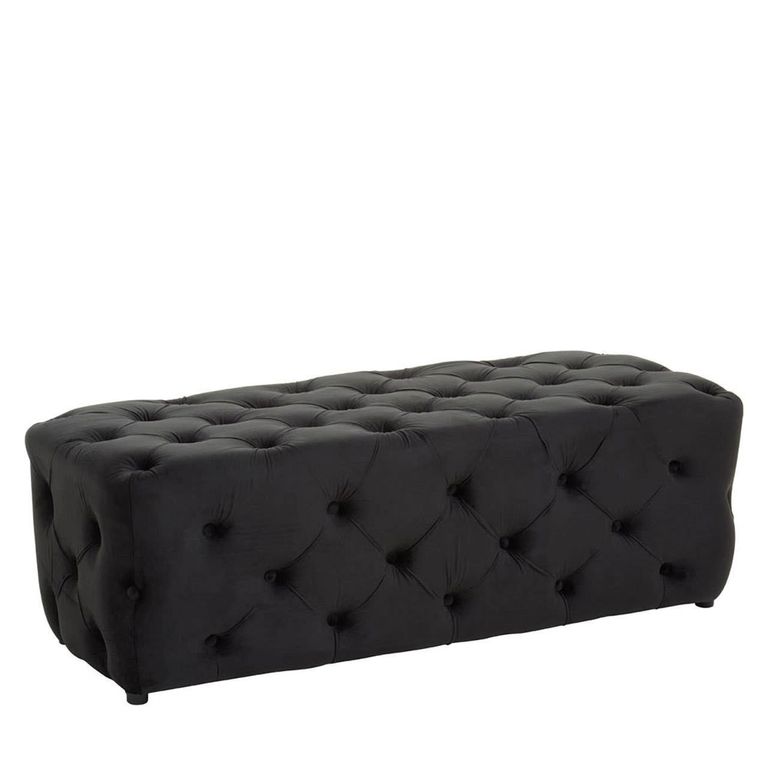Alea Hall Bench - Black Velvet Fabric
