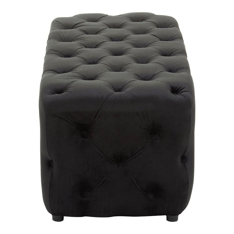 Alea Hall Bench - Black Velvet Fabric