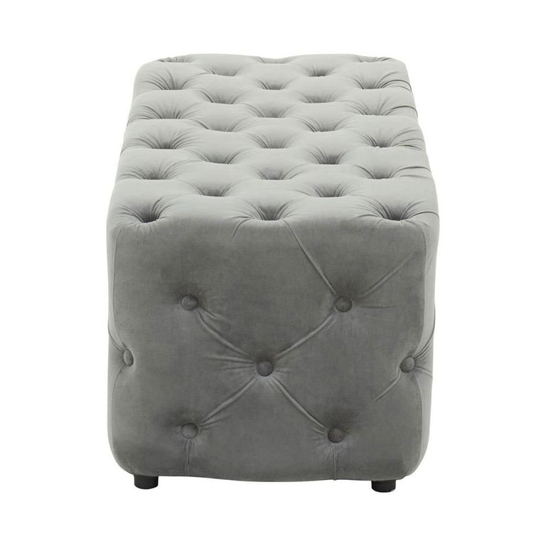 Alea Hall Bench - Grey Velvet Fabric