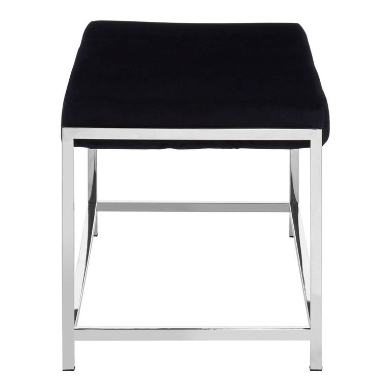 Allure Hall Bench - Black Fabric - Chrome Base