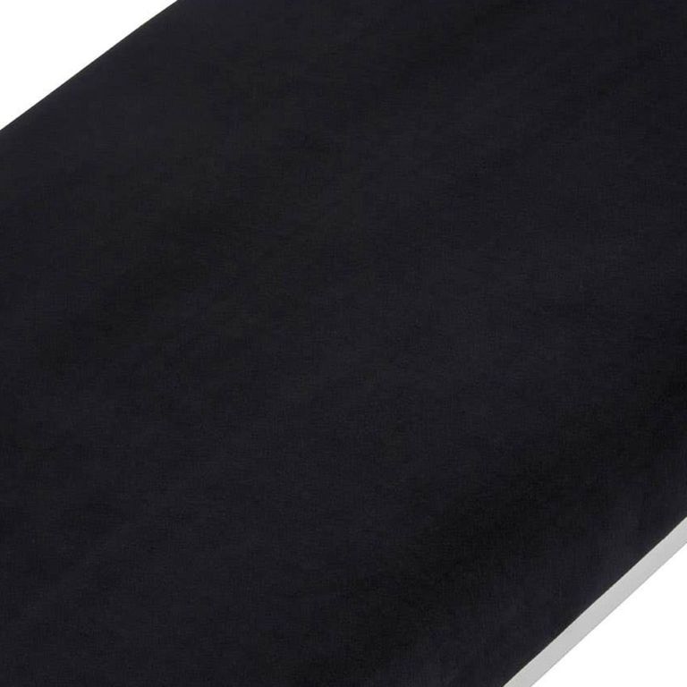 Allure Hall Bench - Black Velvet Fabric - Chrome Base