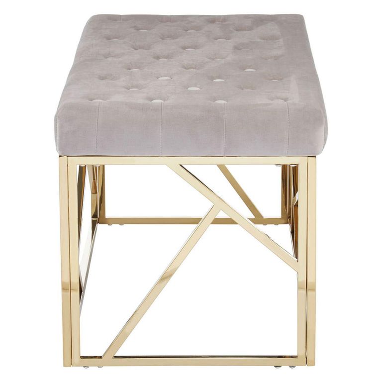 Allure Hall Bench - Mink Velvet Fabric - Gold Legs