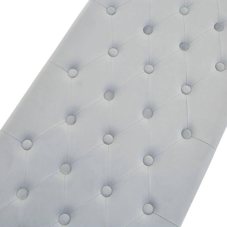 Allure Hall Bench - Powder Blue Fabric - Geometric Chrome Base