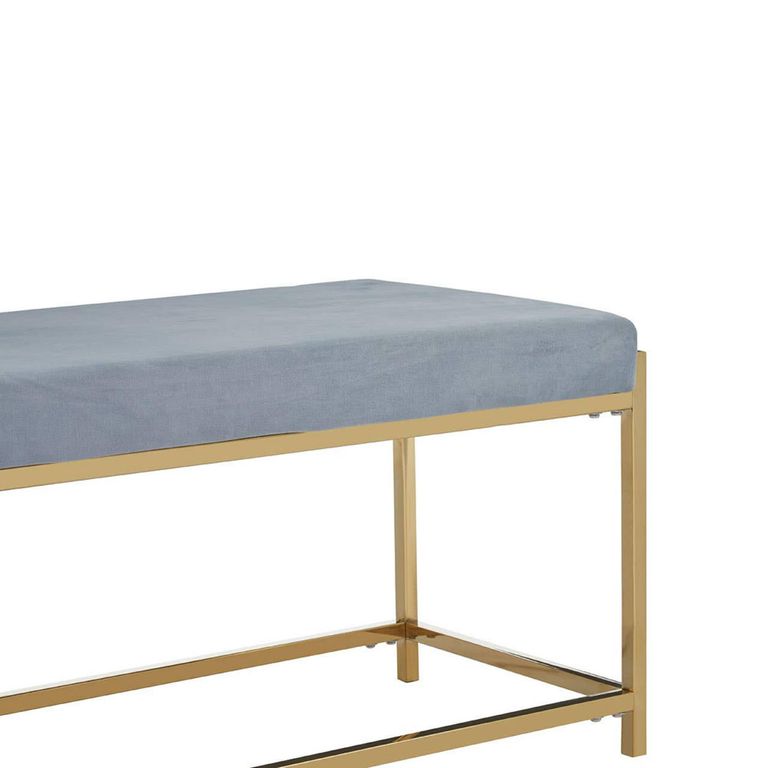 Allure Hall Bench - Powder Blue Fabric - Gold Base