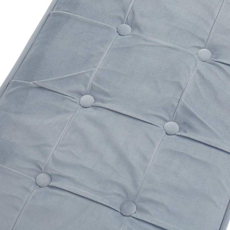 Allure Hall Bench - Powder Blue Fabric Tufted - Gold Base