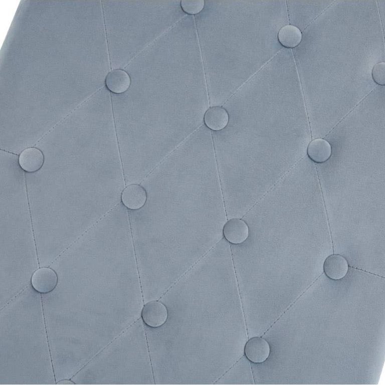 Allure Hall Bench - Powder Blue Velvet Tufted Fabric - Gold Base