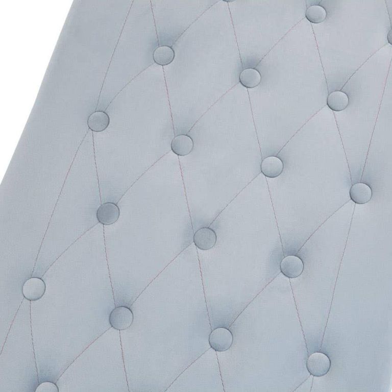 Allure Hall Bench - Powder Grey Fabric Tufted - Gold Base