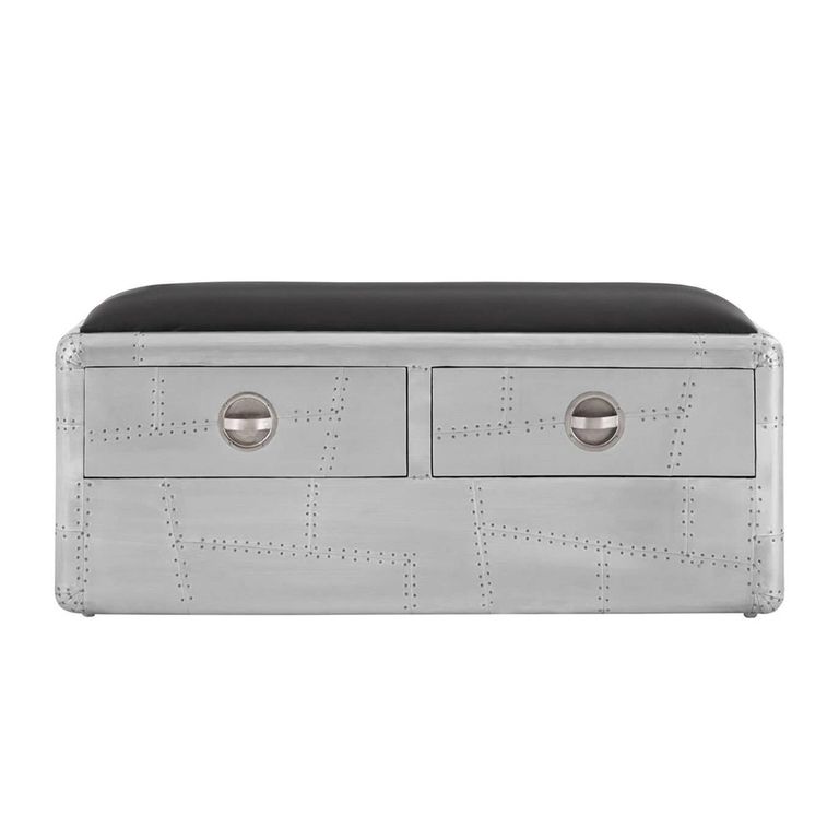 Avro Bench - 2 Drawer - Silver Aluminium Cladded