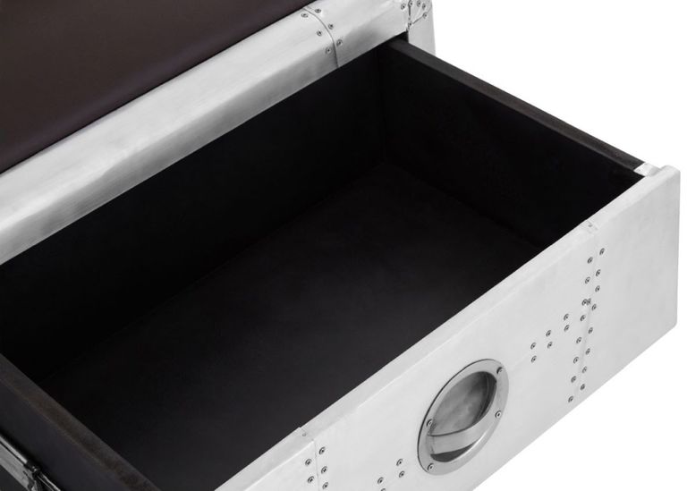 Avro Bench - 2 Drawer - Silver Aluminium Cladded