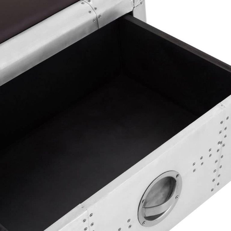 Avro Bench - 2 Drawer - Silver Aluminium Cladded