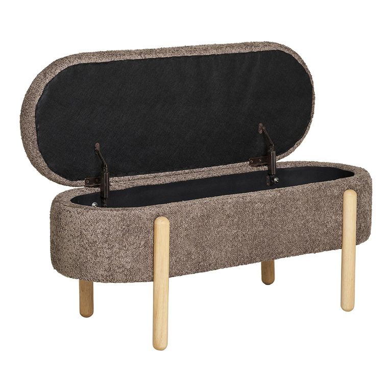 Branca Bench - Brown Fabric - Oval - Storage
