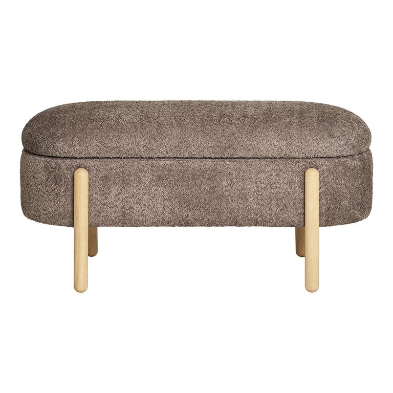 Branca Bench - Brown Fabric - Oval - Storage