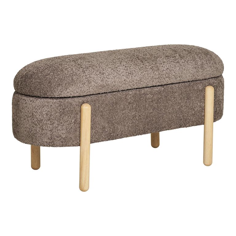 Branca Bench - Brown Fabric - Oval - Storage