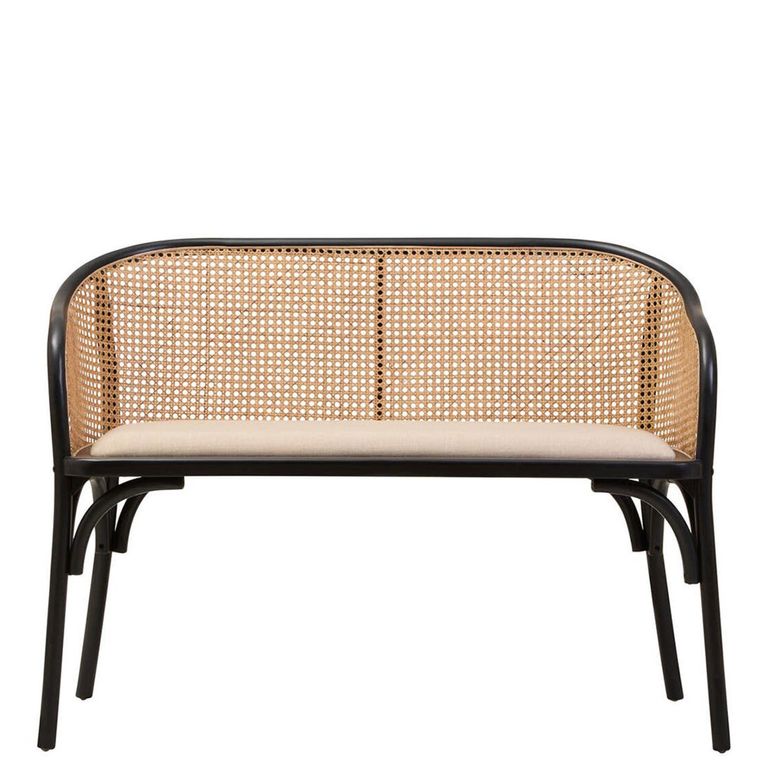 Cebu Bench - Black Beech Wood with Beige Fabric