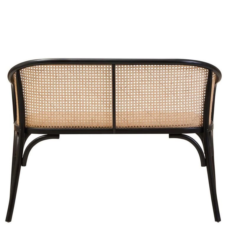 Cebu Bench - Black Beech Wood with Beige Fabric