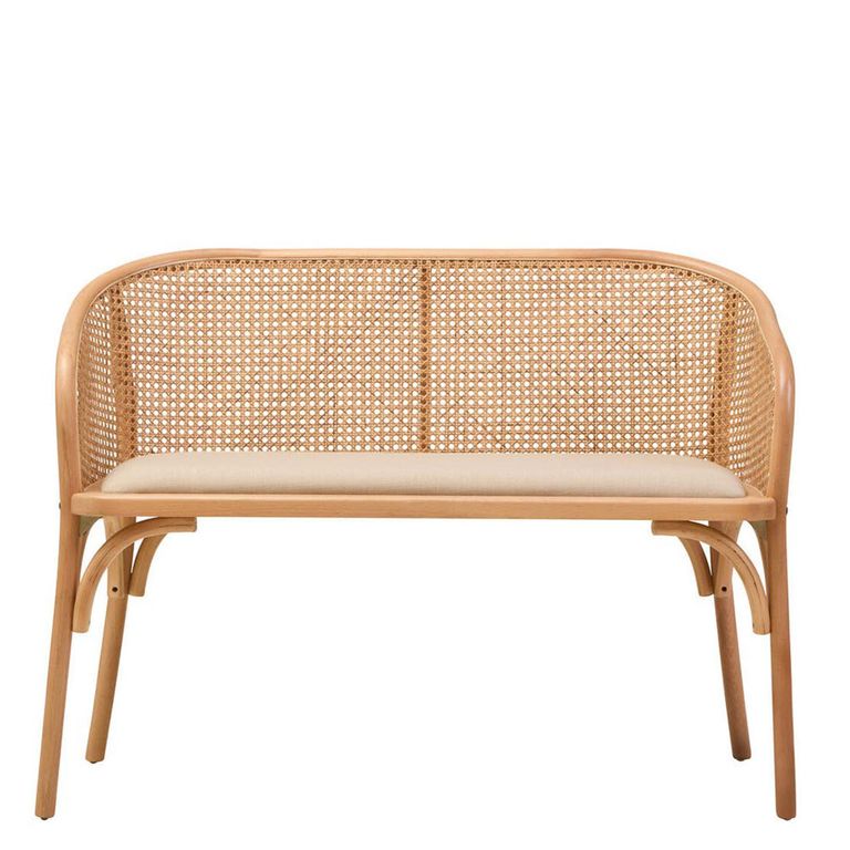 Cebu Bench - Natural Beech Wood with Beige Fabric