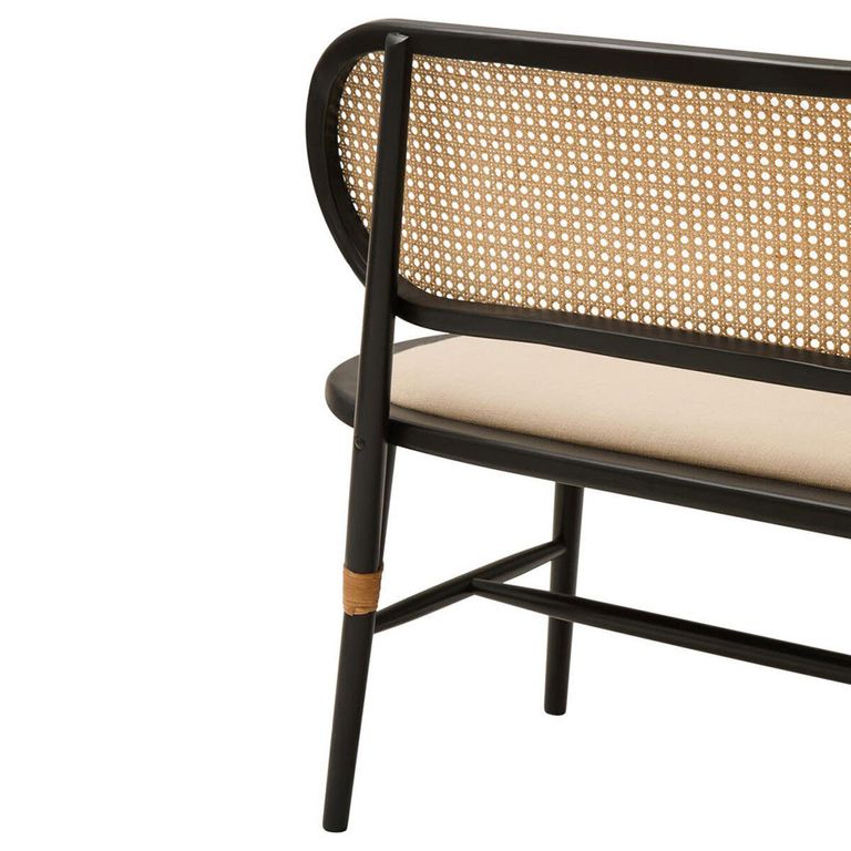 Cebu Bench - Natural Elm Wood with Beige Fabric