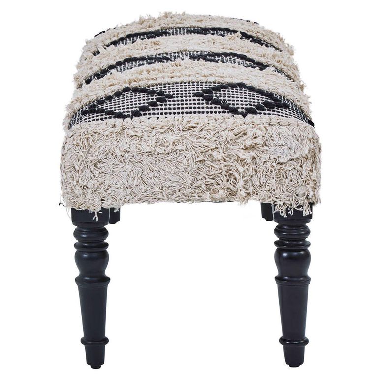 Cefena Bench - Moroccan - White and Black Fabric