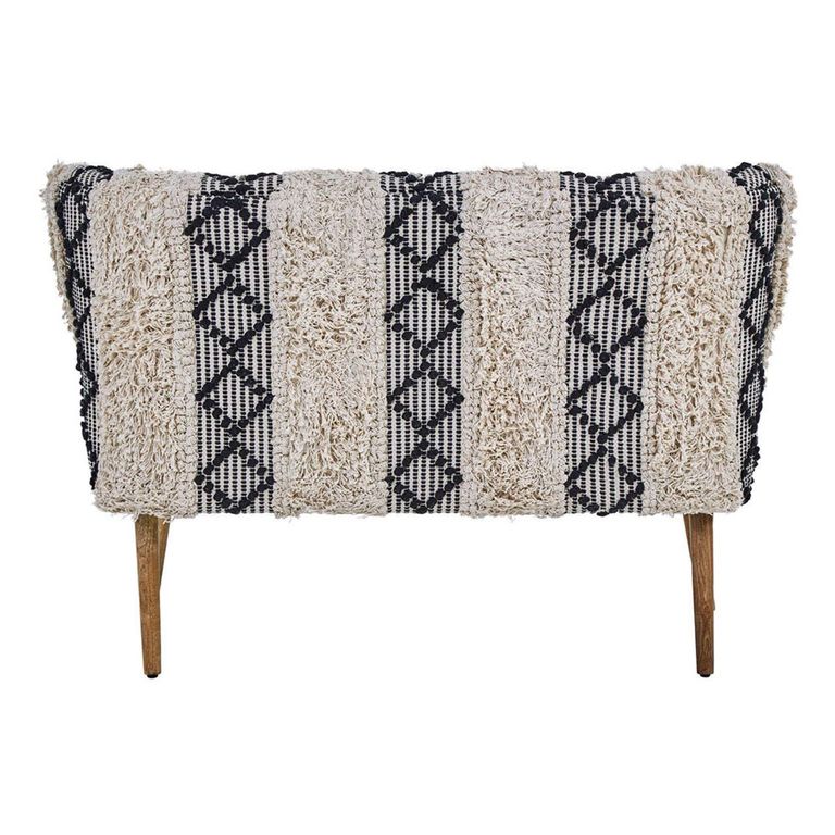 Cefena Bench - Moroccan - White and Black Fabric with Backrest