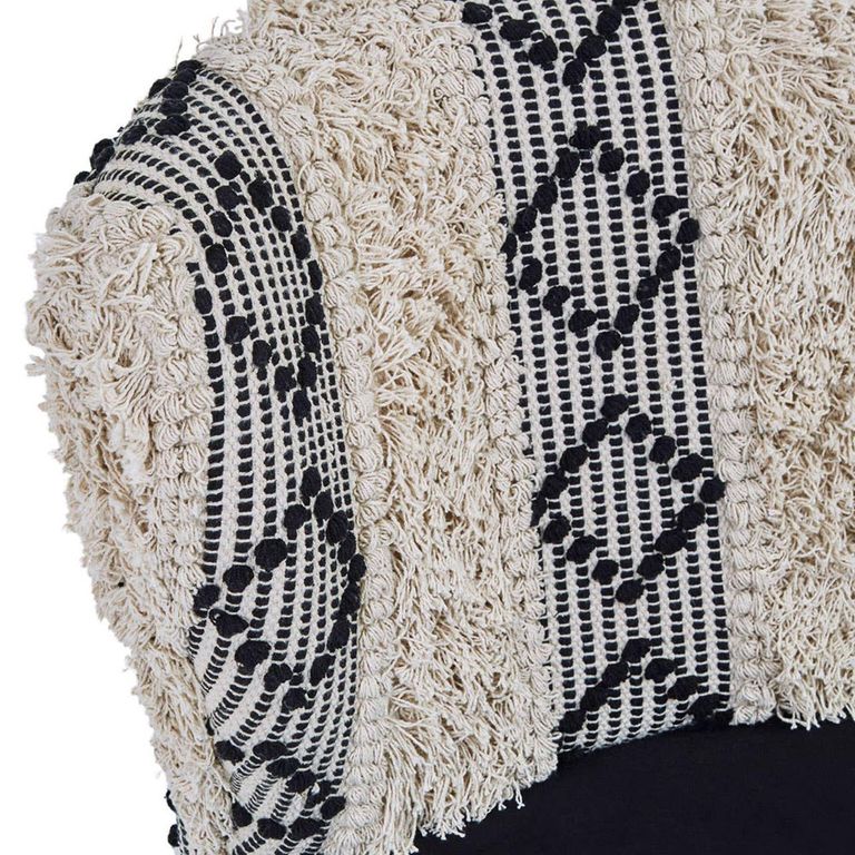 Cefena Bench - Moroccan - White and Black Fabric with Backrest