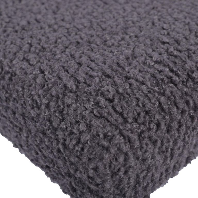 Hall Bench - Oval - Charcoal Grey Boucle Fabric and Gold Metal