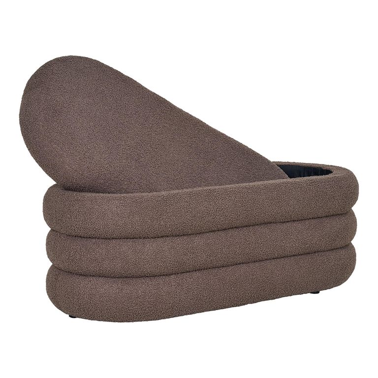 Dartford Bench - Brown Boucle Fabric - Oval - Storage