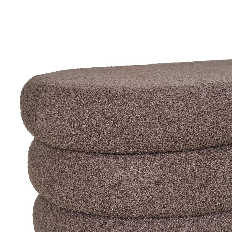 Dartford Bench - Brown Boucle Fabric - Oval - Storage