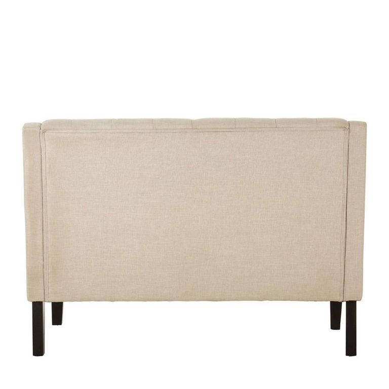 Doucet Bench - Beige Linen Fabric - High Back