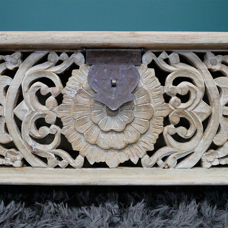 Storage Bench - Carved Mango Wood