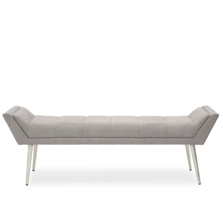 Gilden Bench - Grey Fabric with Silver Angular Legs