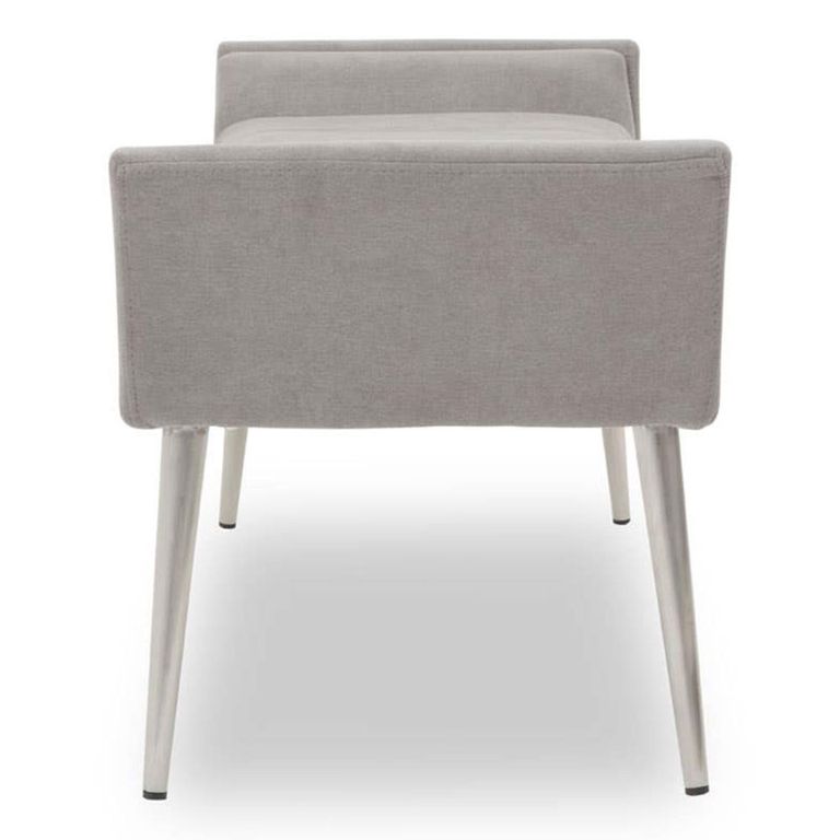 Gilden Bench - Grey Fabric with Silver Angular Legs