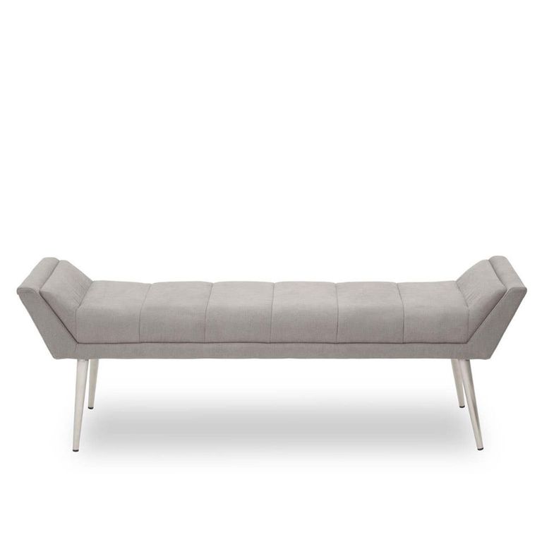 Gilden Bench - Grey Fabric with Silver Angular Legs