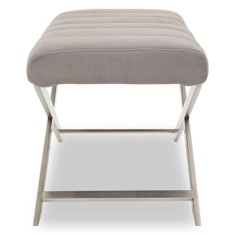 Gilden Bench - Grey Fabric with Silver Cross Base