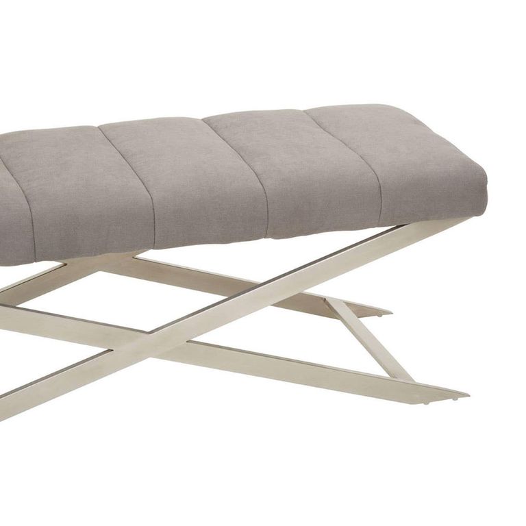 Gilden Bench - Grey Fabric with Silver Cross Base