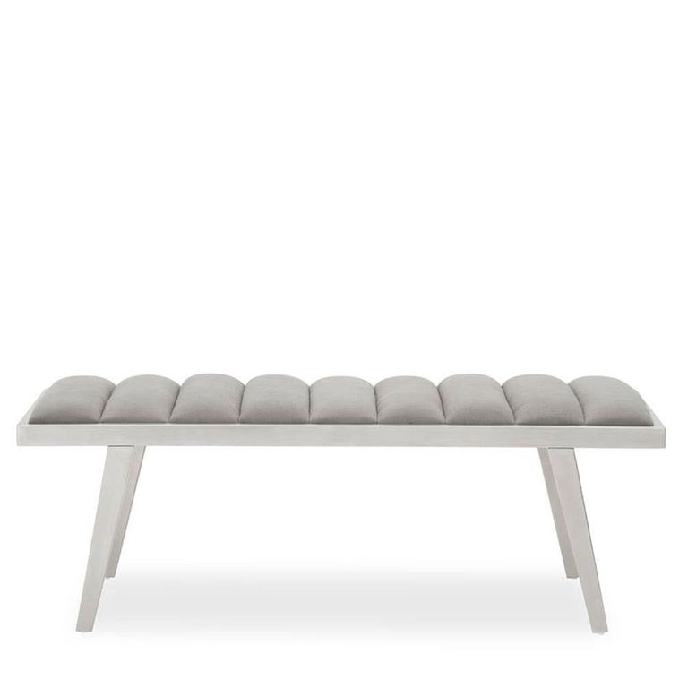 Gilden Bench - Grey Fabric with Silver Splayed Legs
