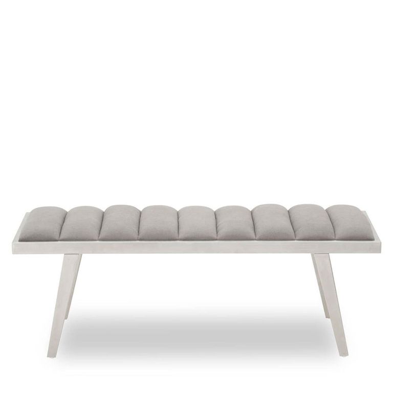 Gilden Bench - Grey Fabric with Silver Splayed Legs