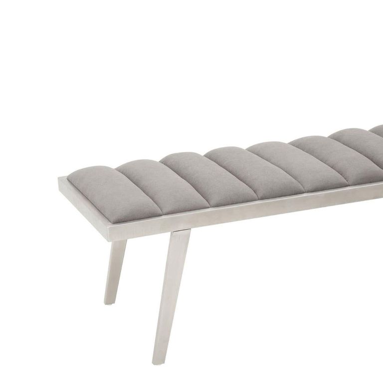 Gilden Bench - Grey Fabric with Silver Splayed Legs