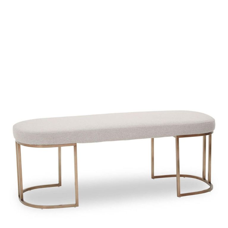 Gilden Bench - Curved - Grey Fabric with Gold Legs