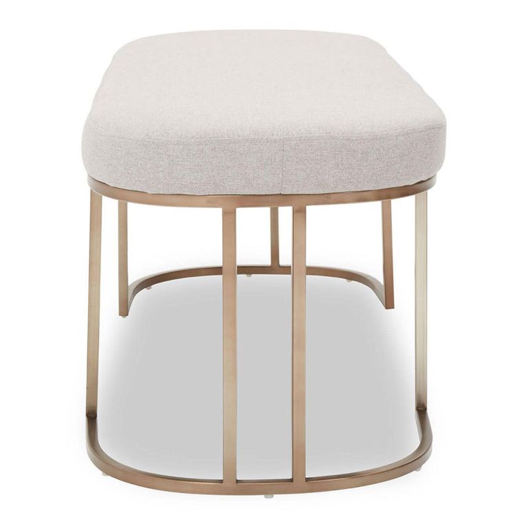 Gilden Bench - Curved - Grey Fabric with Gold Legs