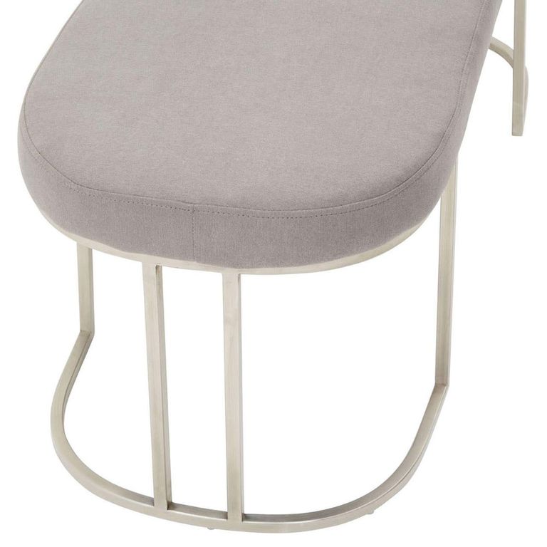 Gilden Bench - Curved - Grey Fabric with Silver Legs