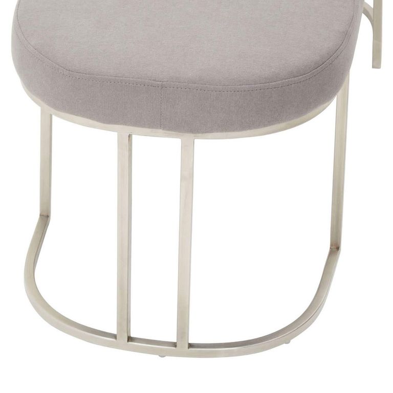 Gilden Bench - Curved - Grey Fabric with Silver Legs