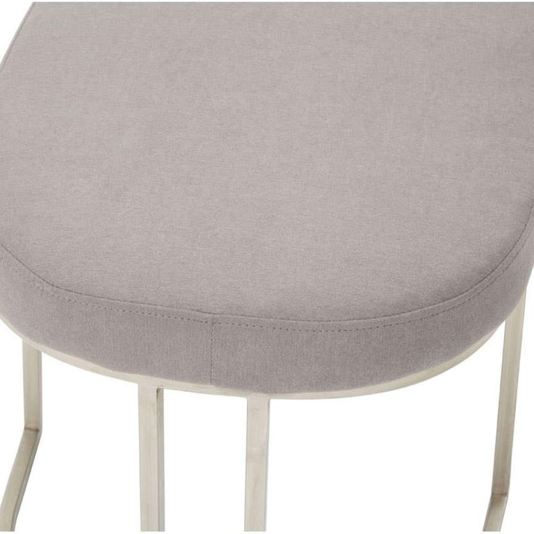 Gilden Bench - Curved - Grey Fabric with Silver Legs