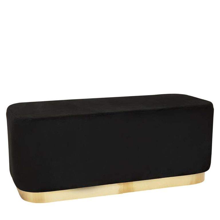 Hartford Bench - Black Velvet Fabric